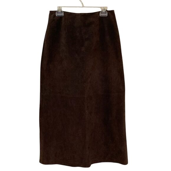 Live A Little Womens Leather‎ Suede Maxi Skirt Brown 14W Western Cowgirl Classic - Picture 1 of 10